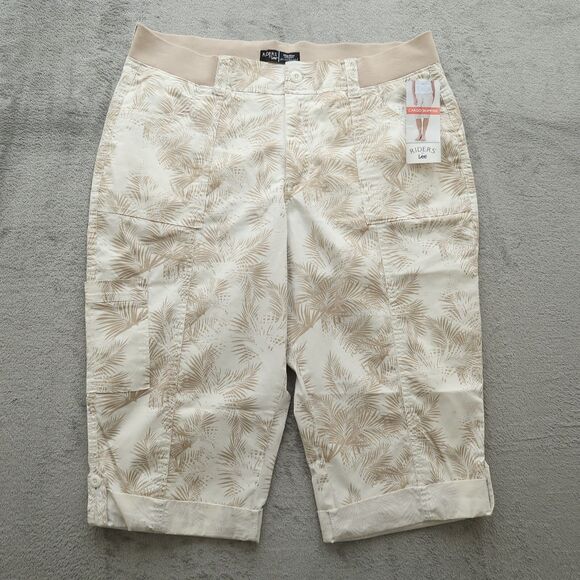 Riders By Lee Capri Pants Women's 18M Floral Mid-Rise Cargo Skimmer 17" Inseam - Picture 1 of 15
